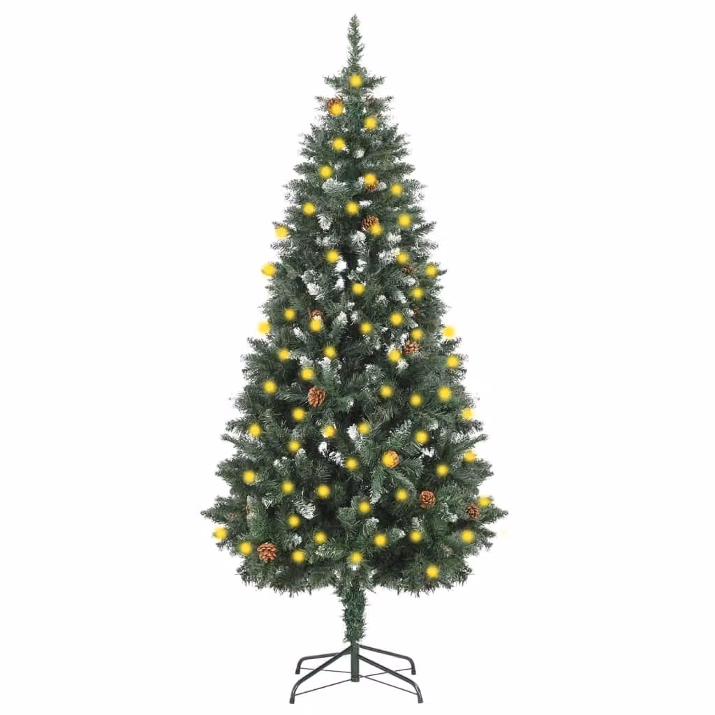 Maison Exclusive - Albero di Natale ghiacciato con illuminazione e decorazioni a forma di pigna, altezza 180 cm