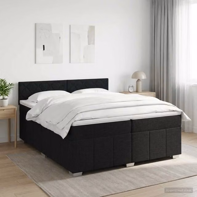 Letto box spring con materasso ibrido vidaXL Nero L/P/H: 200 x 200 x 88 cm