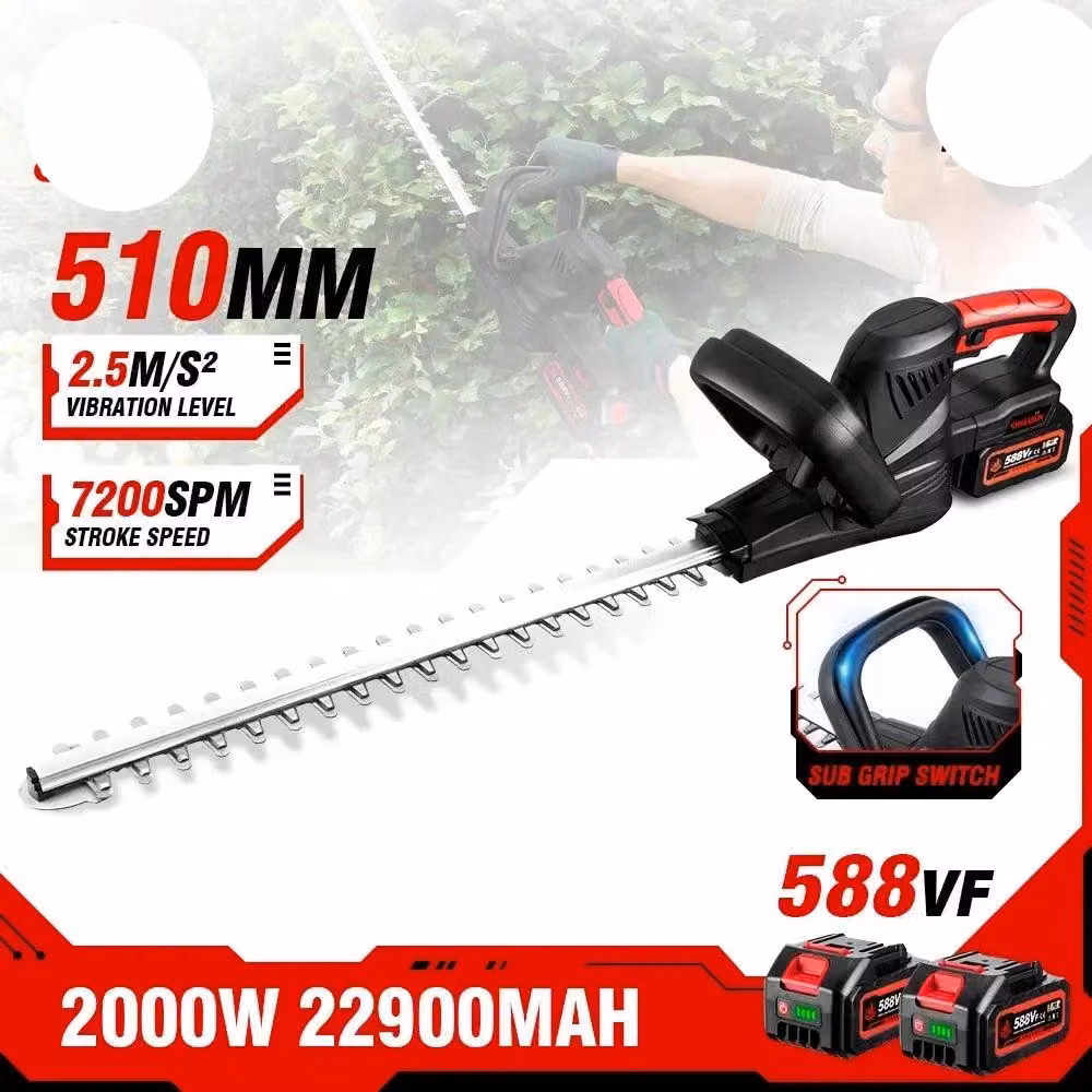 Potatore elettrico per siepi - Potatore a batteria per siepi - Potatore per siepi - Tagliabordi per siepi - 2000W - Lama a doppio taglio da 51 cm