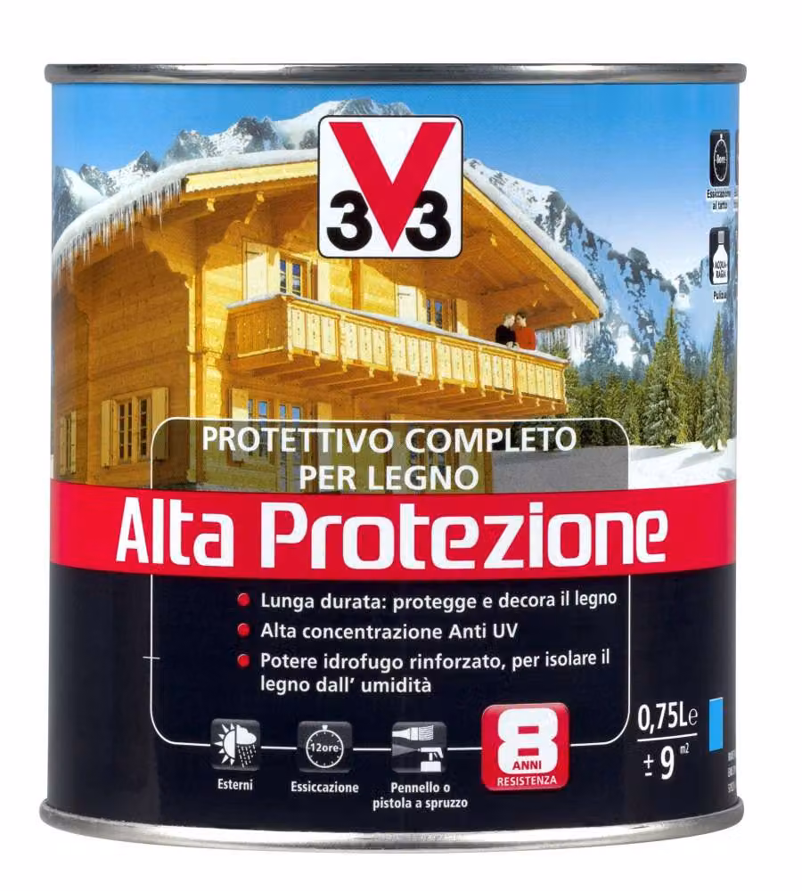 V33 Protettivo Legno Alta Protezione Noce Medio 750 ml - Vernice Esterna