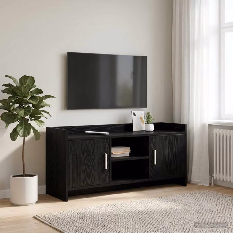 Mobile TV vidaXL moderno in legno ingegnerizzato e metallo, Nero, L 102 x P 33 x H 47 cm
