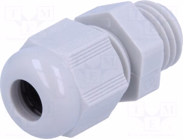 1 x Raccordo per cavo grigio, serie HT, filettatura M12, colore RAL7035, grado di protezione IP68, connettore M12. Materiale: [Specificare il materiale, se disponibile]