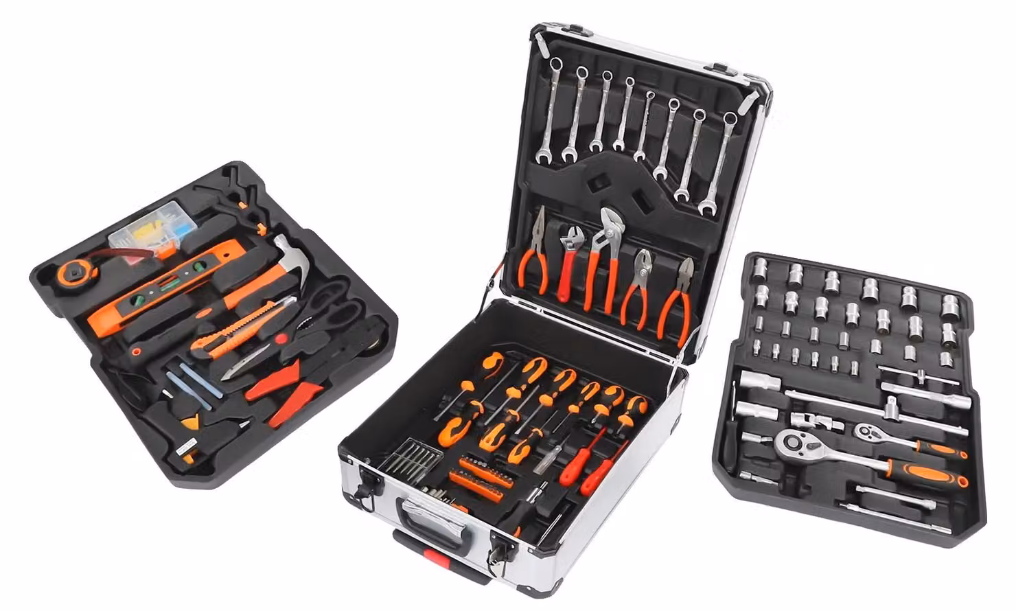 Set di attrezzi per auto, Acciaio al carbonio, 187 pezzi, custodia portatile su ruote, cromata, con 4 scomparti