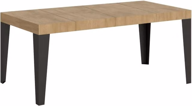 Tavolo allungabile Itamoby Flame Premium in stile industrial, colore Quercia e Antracite, L/P: 90 x 90 cm, estensibile fino a 246 cm