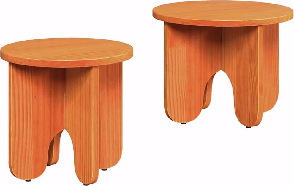 Tavolino da salotto 2 pcs Marrone cerato Legno massello di pino
