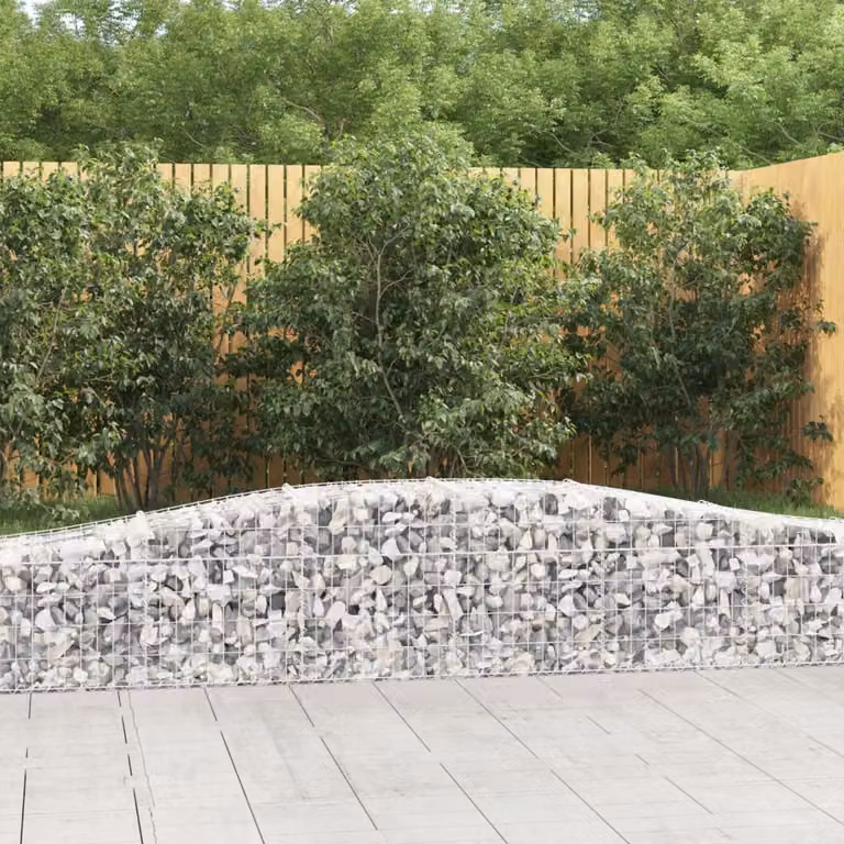Set di 15 Cesti Gabbioni ad Arco vidaXL in Acciaio Zincato Grigio L: 400 cm, P: 50 cm, H: 40/60 cm