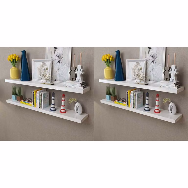 vidaXL Set di 4 mensole a parete bianche in MDF, L: 120 cm
