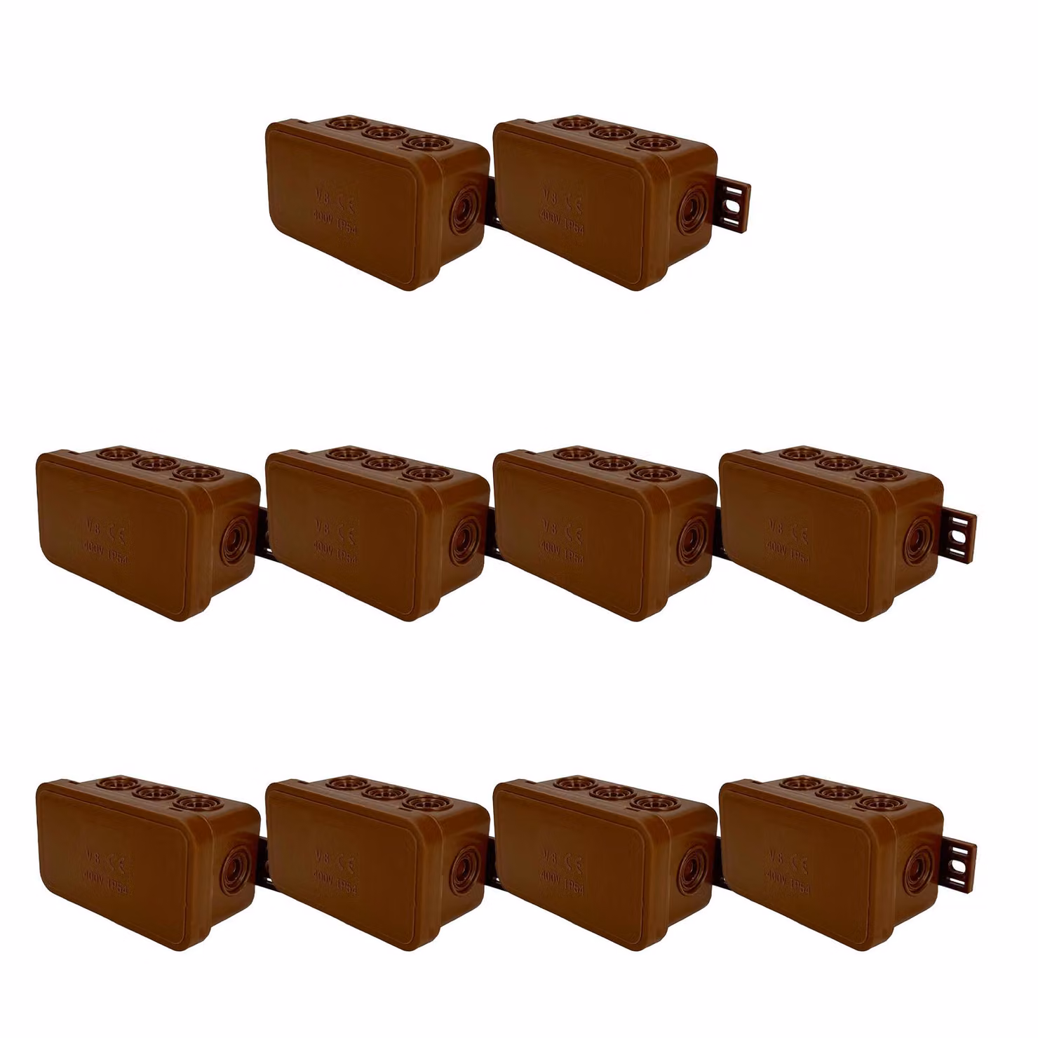 10x Scatola flessibile da superficie 80x45x41mm IP54 8 ingressi a membrana a scatto marrone V8 EDO777922 EDO Technic