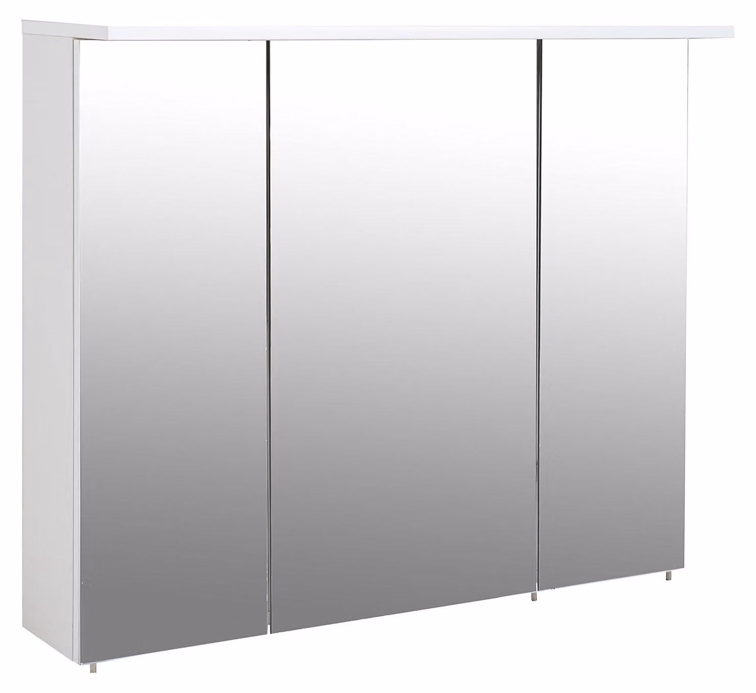 Armadietto a specchio con 3 ante, 6 ripiani in vetro, illuminazione a LED, dimensioni 90x16x72,3 cm, colore bianco