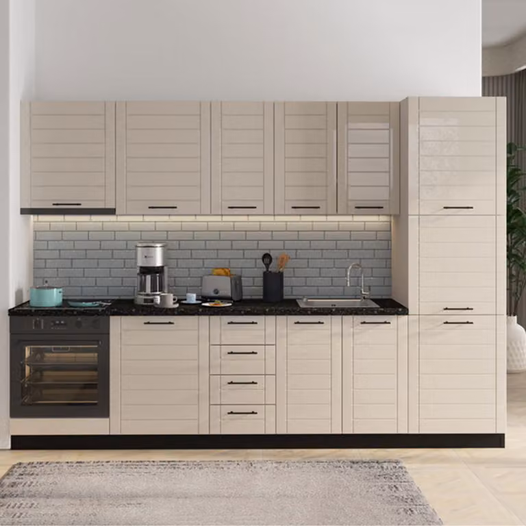 Hallst - Dispensa da Cucina, 60x58x214h cm Bianco Crema, 6 Ripiani