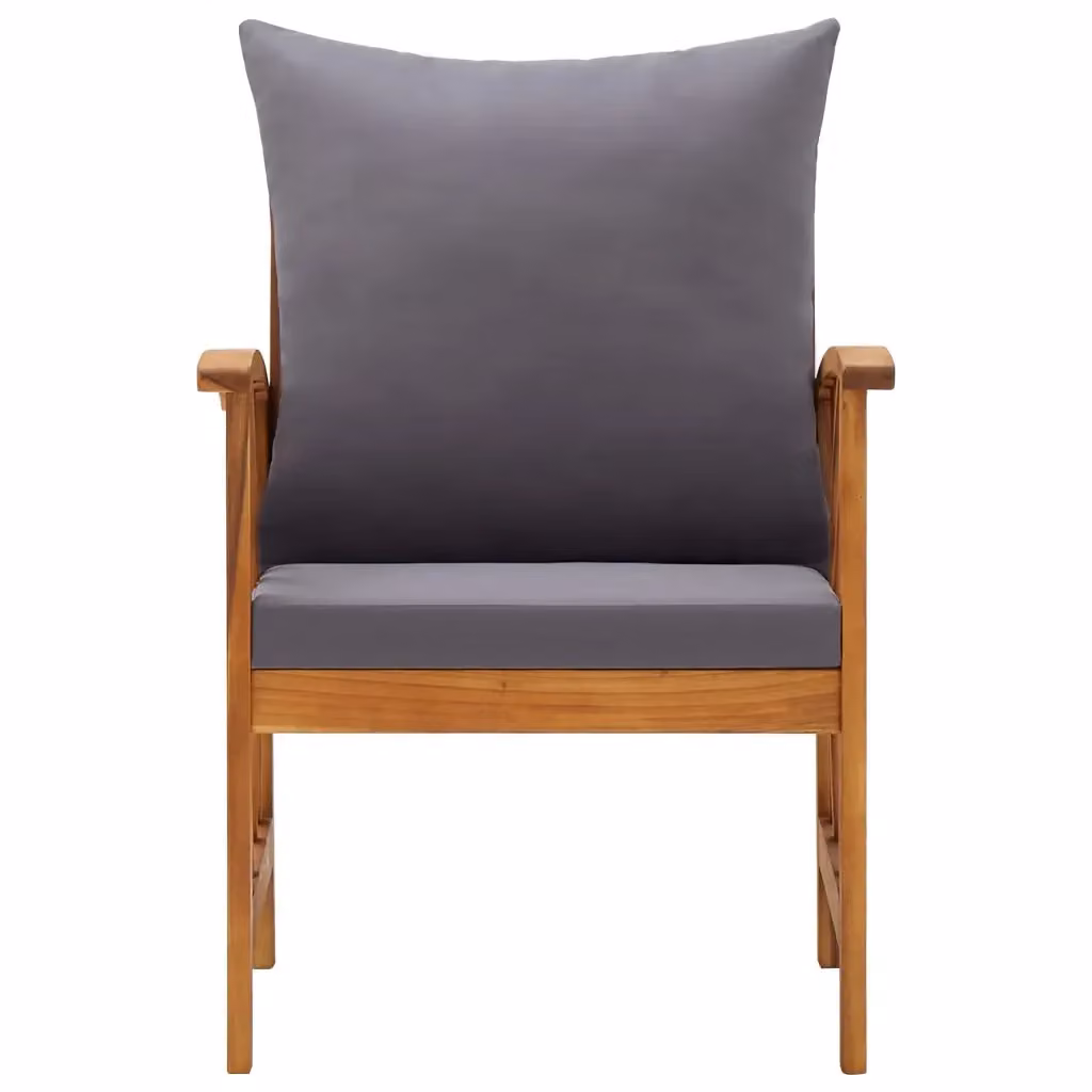 Set di 2 sedie da giardino vidaXL in legno di acacia oliato con cuscini grigi – 2