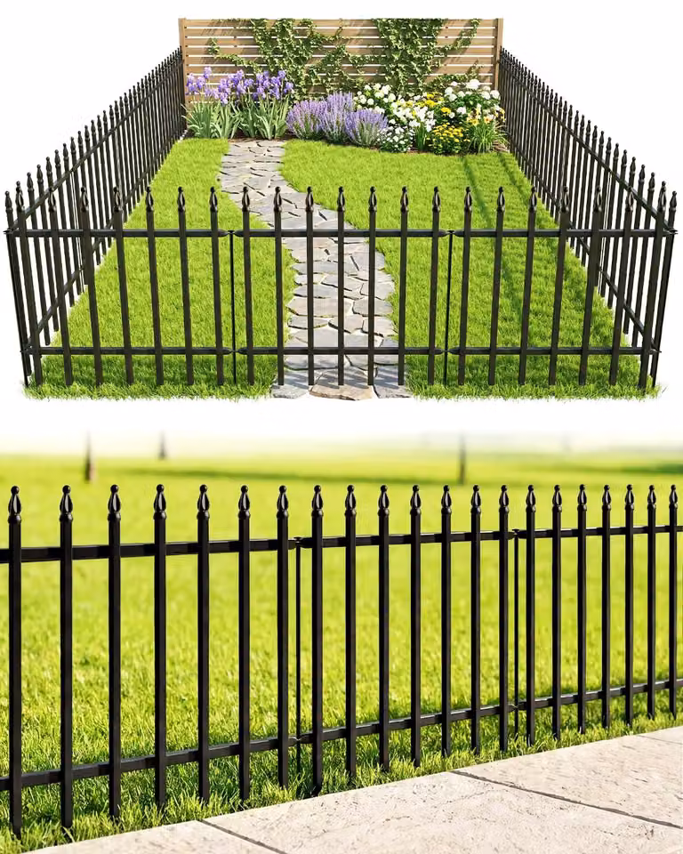 Recinzione decorativa in metallo per giardino, altezza 61 cm x larghezza 61 cm, confezione da 5 pezzi