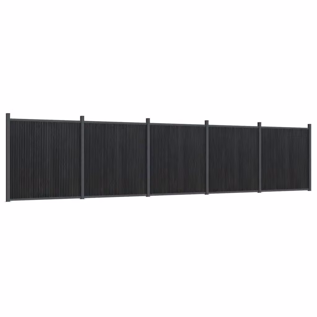 vidaXL Pannello di Recinzione in WPC e Alluminio Grigio Antracite L: 872 cm, H: 186 cm – 2