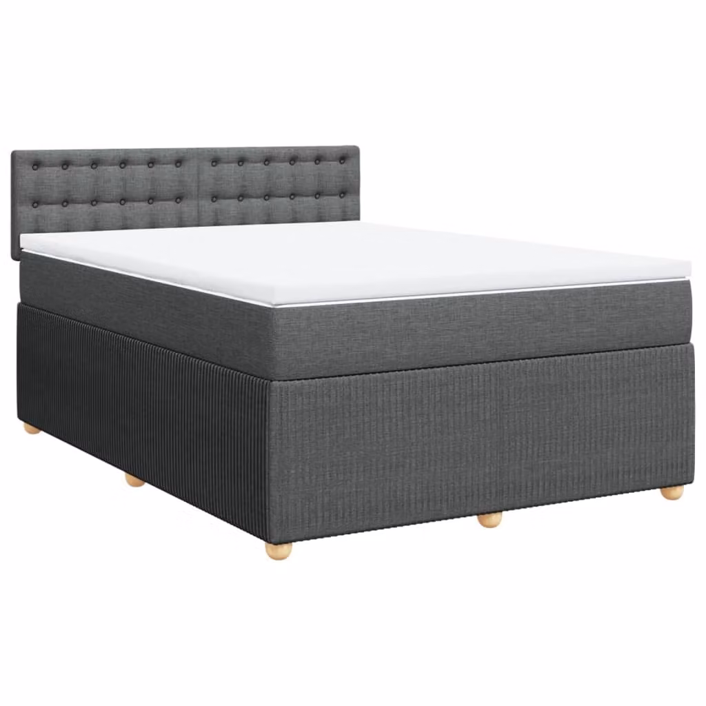 Giroletto a Molle con Materasso Grigio Scuro 140x190 cm Tessuto