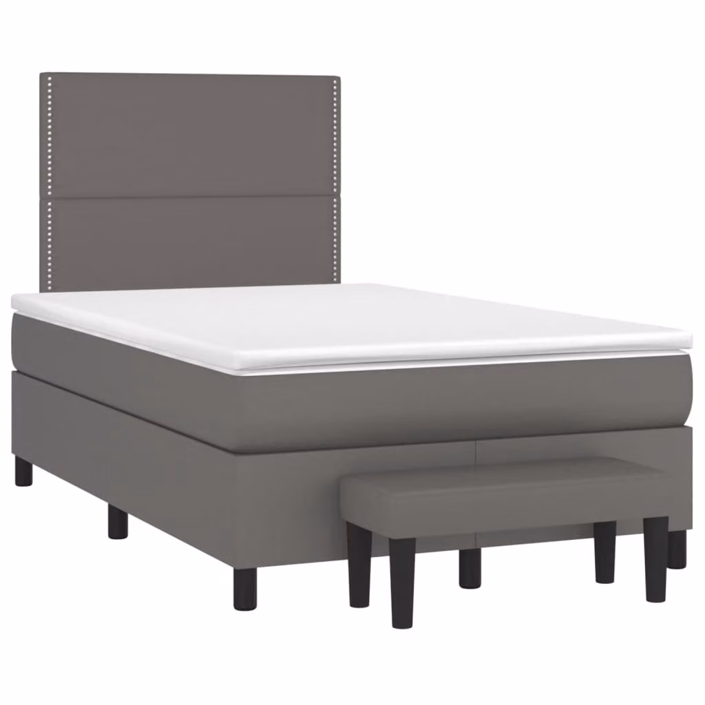 vidaXL Giroletto a Molle con Materasso in Similpelle Grigio e Bianco, L/P/H: 120 x 200 cm