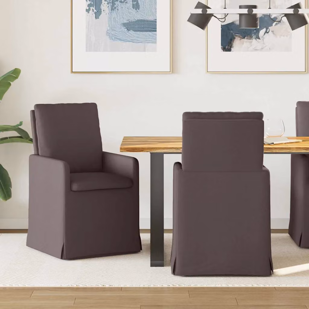 Set di 2 sedie da pranzo vidaXL in tessuto marrone scuro L/P/H: 57 x 67 x 98 cm – 1