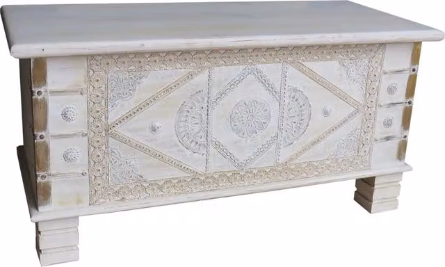 Baule in legno blu 90x40x45h cm
