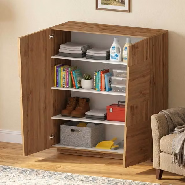 Armadio multiuso Aulla DMORA con 2 ante in legno Rovere, L: 120 cm, P: 44 cm, H: 126 cm – 1