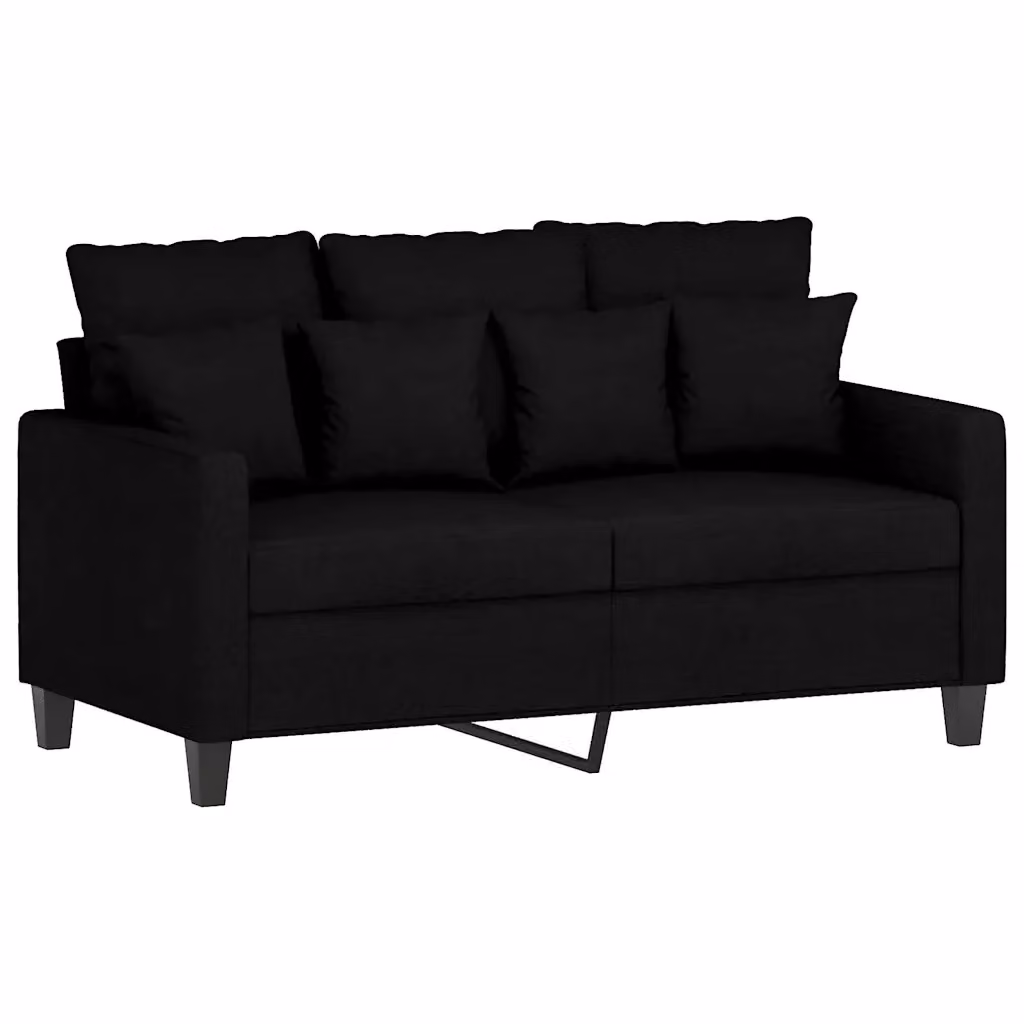 Divano a 2 posti moderno vidaXL in tessuto nero con struttura in metallo e cuscini inclusi L: 138 cm, P: 77 cm, H: 80 cm – 2