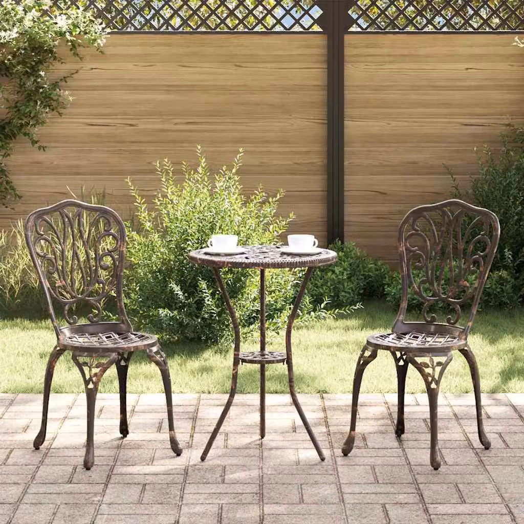 Maison Exclusive - Set da giardino per bistro, 3 pezzi, alluminio bronzato