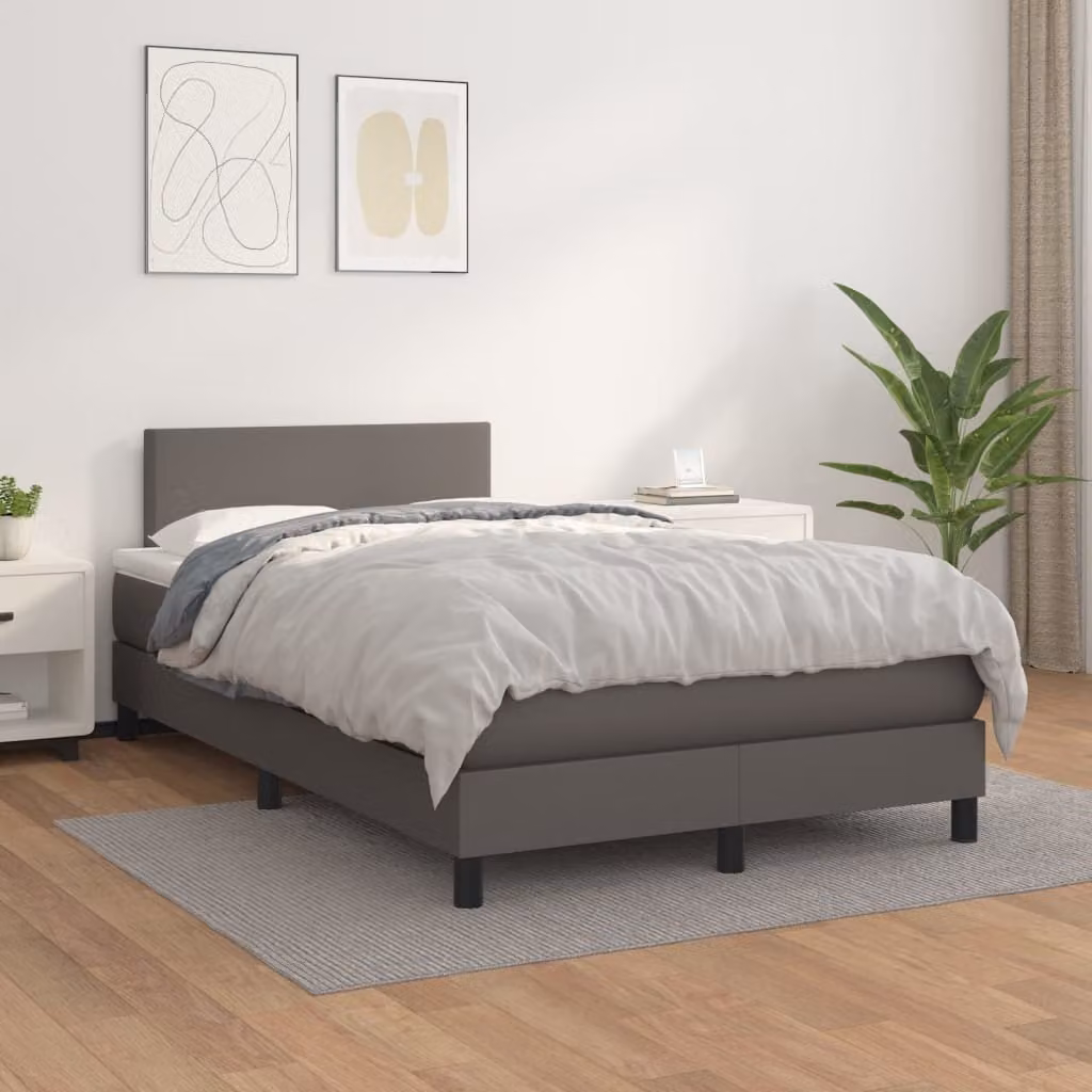 Maison Exclusive - Giroletto a Molle con Materasso Grigio 120x200 cm in Pelle finta