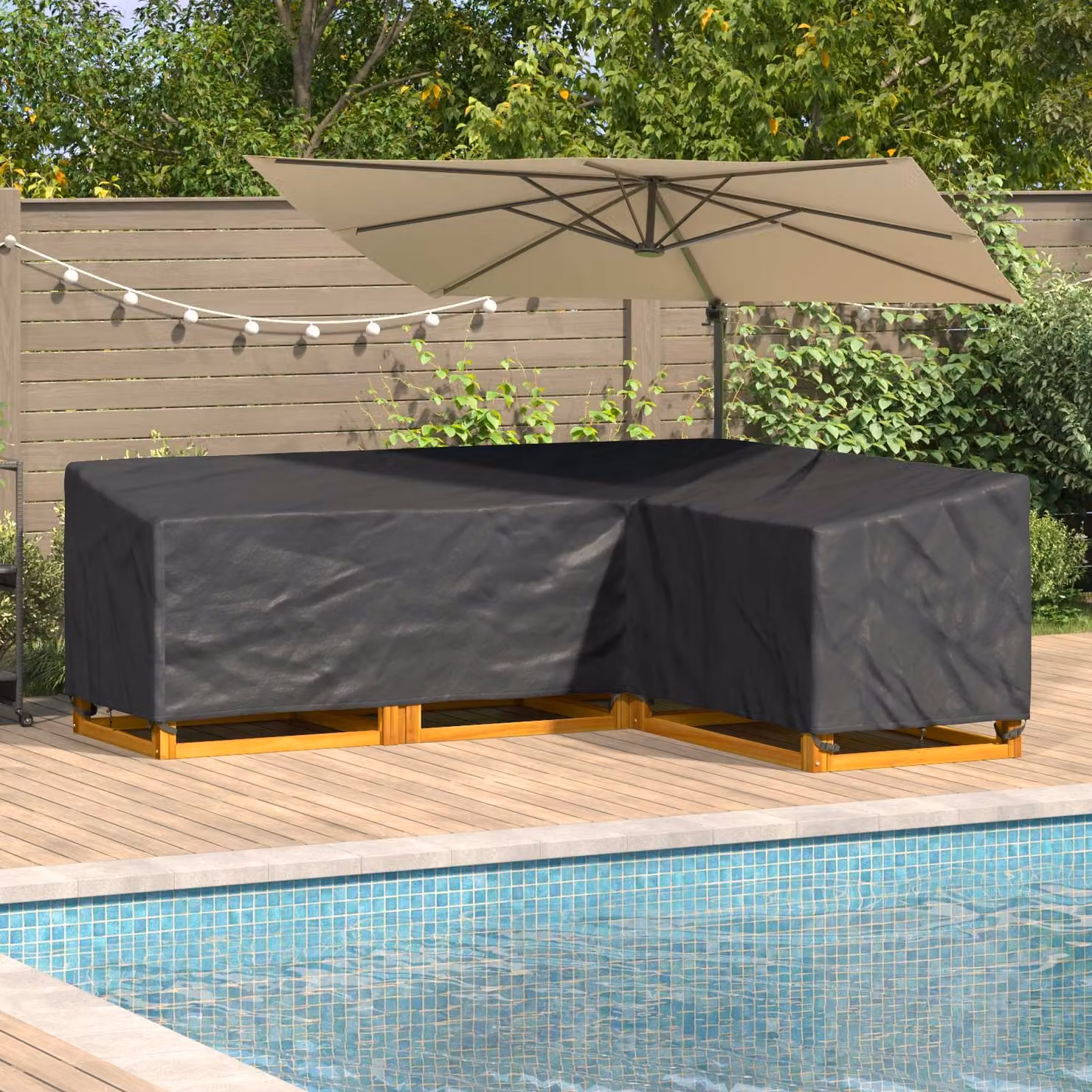 vidaXL Copertura per mobili 260 x 210 x 80 cm Tessuto Oxford 420D Nero