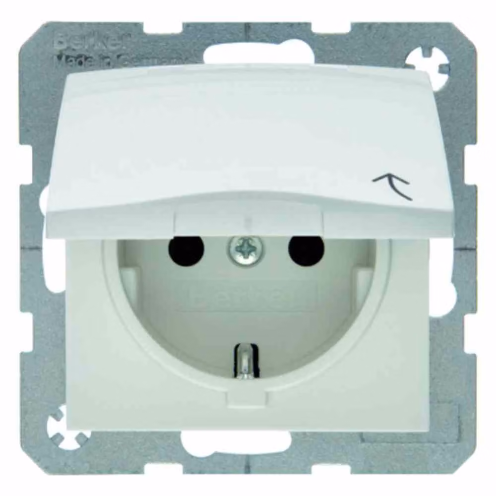 Presa di corrente Berker SCHUKO pws/gl con coperchio incernierato 47518989