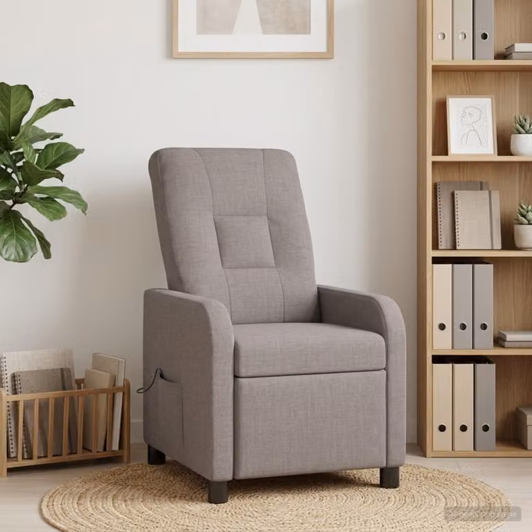 Poltrona relax reclinabile vidaXL in tessuto beige e grigio con braccioli e struttura in schiuma