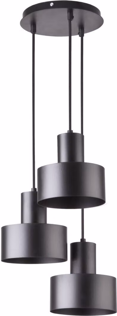Lampada a sospensione tripla rotonda minimalista nera decorativa per soggiorno Rif 3xE27 15W Sigma Lighting