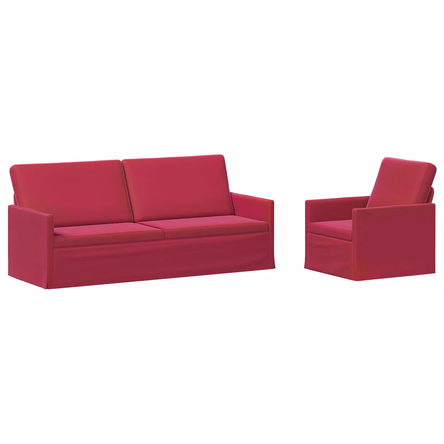 Set di 2 divani moderni vidaXL in velluto rosso con struttura in metallo per soggiorno o ufficio