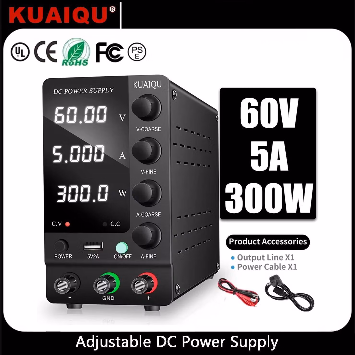 Alimentatore da banco DC - SPS-C605, 60V 5A - Alimentatore regolabile - 0–60V, 0–5A - Uscita singola - Ingresso 220V, 50/60Hz