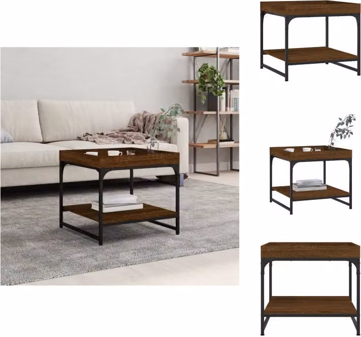 vidaXL Tavolino da caffè in rovere marrone 49,5x49,5x45 cm materiale a base di legno - Tavolini da caffè