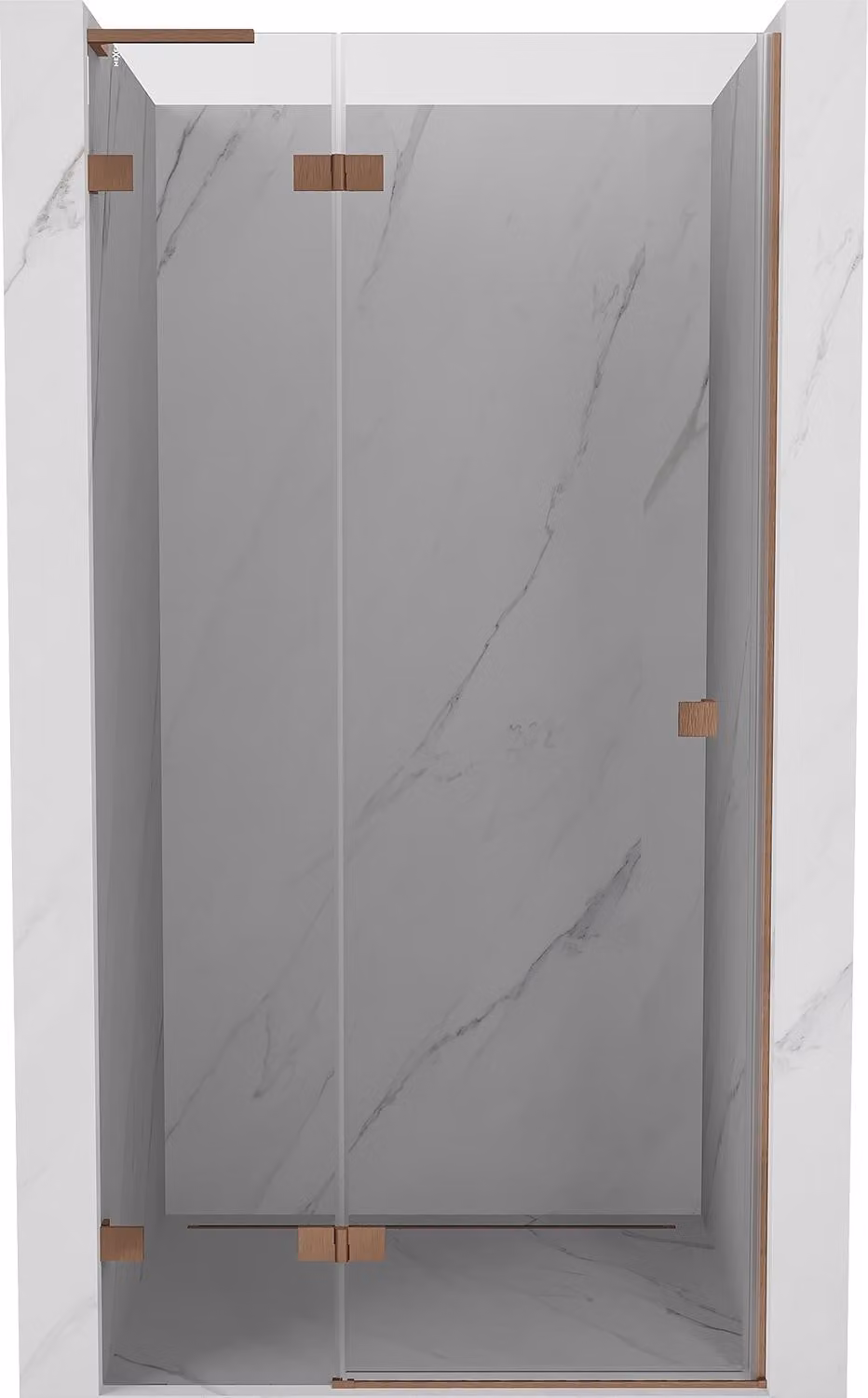 Mexen Lunar L porta doccia a battente sinistra 75 cm, trasparente, rame spazzolato - 834L-075-000-65-00-L