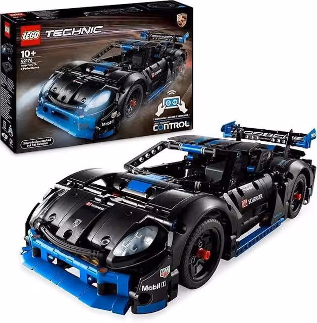 LEGO Technic 42176 Auto da Corsa Porsche GT4 e-Performance Nera con Motore e Funzioni Creative