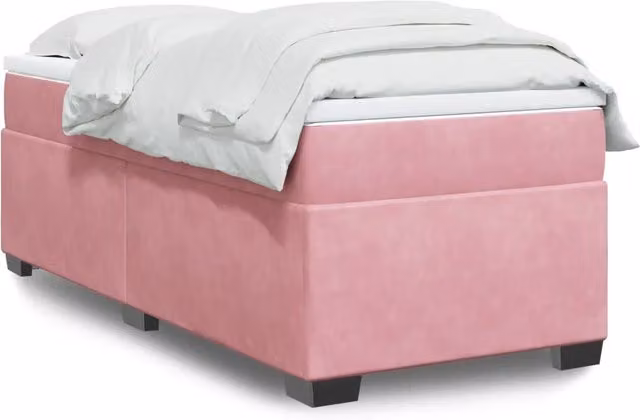 Giroletto a Molle con Materasso Rosa 90x200 cm in Velluto 3285262