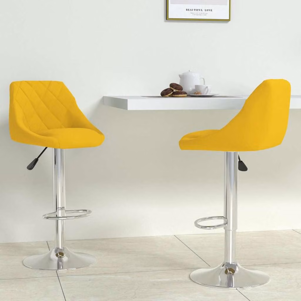 Set di 2 sgabelli da bar vidaXL in velluto giallo con base girevole a 360 gradi