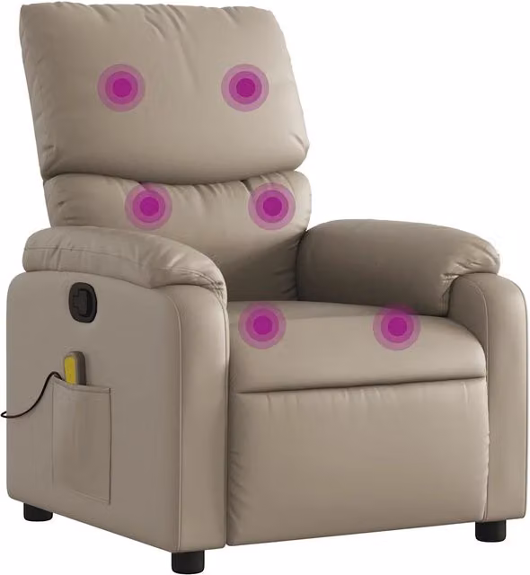 Poltrona Massaggiante | Sedia Relax Reclinabile cappuccino in Similpelle