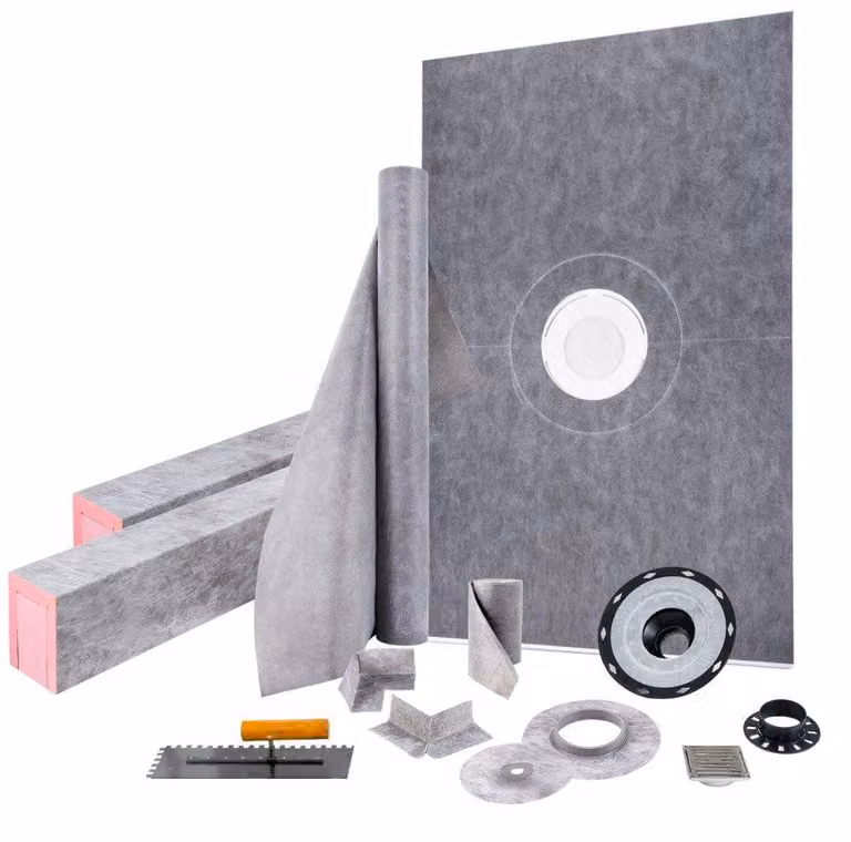 Set per doccia impermeabile - 48 x 72 pollici - Flangia in ABS - Griglia in acciaio inossidabile - Kit per la soglia della doccia - Adatto per vasche da bagno e pavimenti doccia