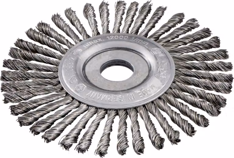 Spazzola rotonda Metabo 150x0,5x6 /22,23 mm, acciaio, annodata
