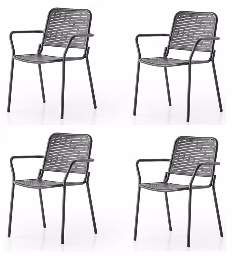 Set di 4 sedie moderne, in metallo, pratiche, eleganti, confortevoli e robuste