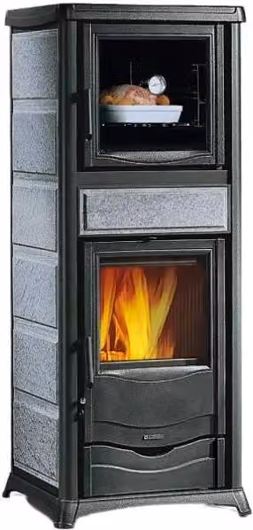 Termostufa a Legna con Forno Termorossella Dsa 4.0 Nordica in Pietra Naturale Grigia