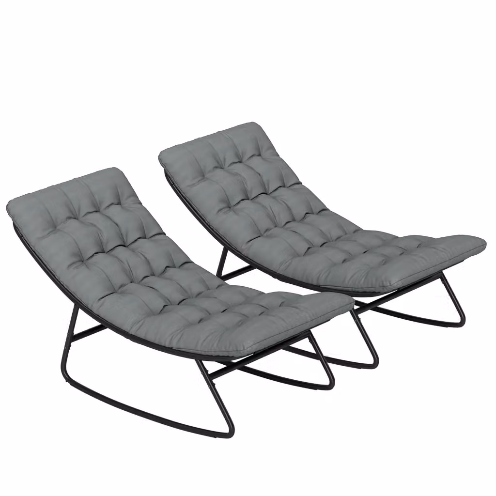Poltrona dondolo da esterno Minimal con cuscini grigio – 2