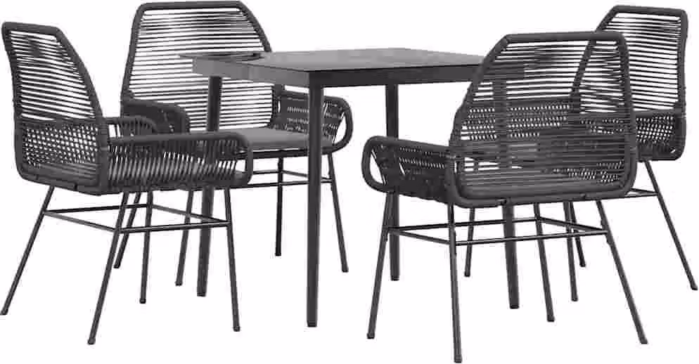 Set da Pranzo da Giardino con Cuscini 5 pz Polyrattan Vetro