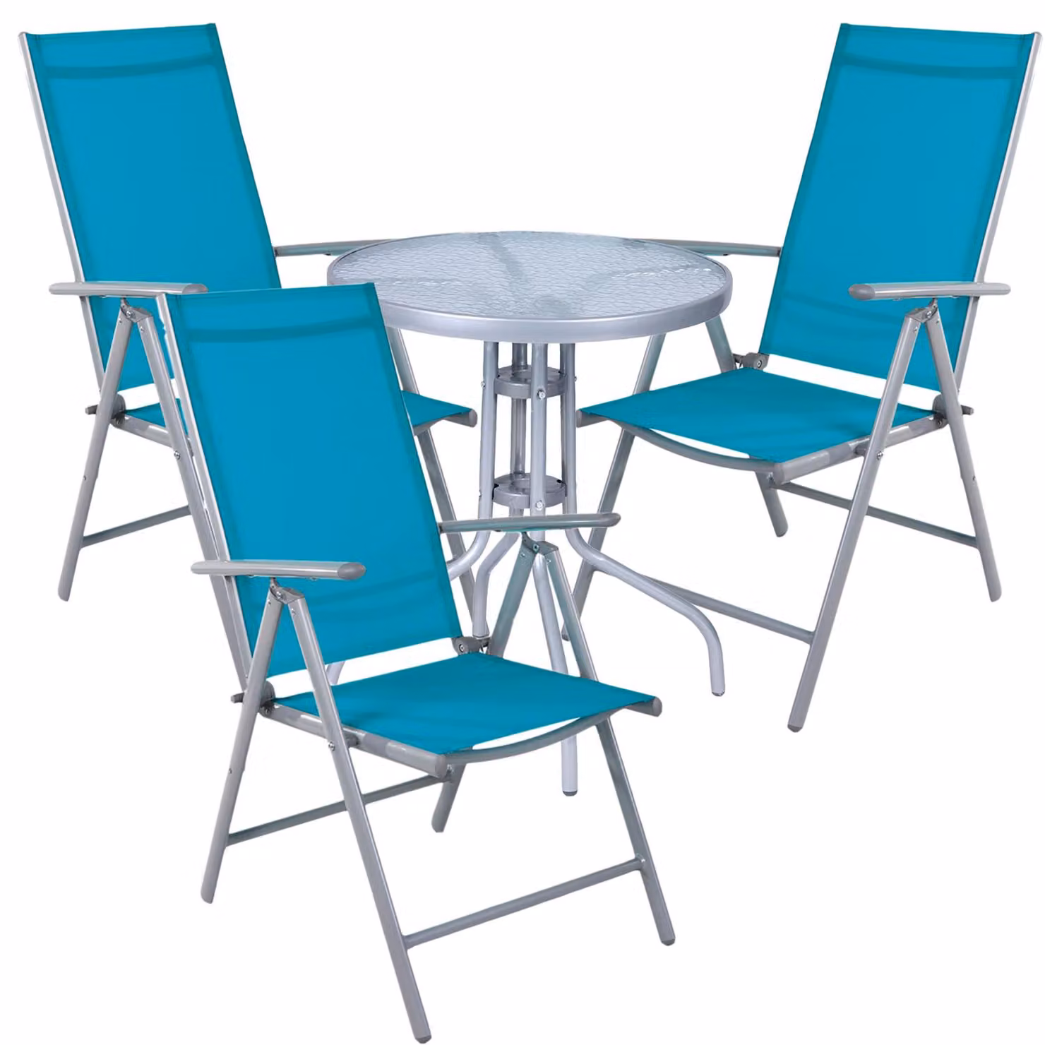 Set da bistrot, 4 pezzi, grigio argento / petrolio