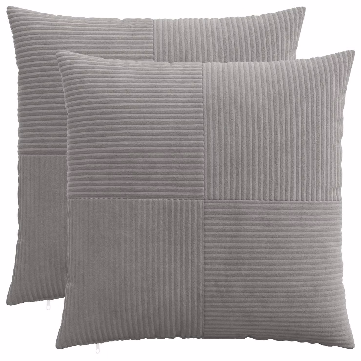 Set di 2 federe vidaXL ALMELO in velluto a coste grigio chiaro, L 60 x L 60 cm