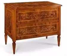 Comò KIVIO in legno di frassino con decoro floreale, bianco e marrone, L: 127 cm, H: 96 cm, P: 55 cm – 1