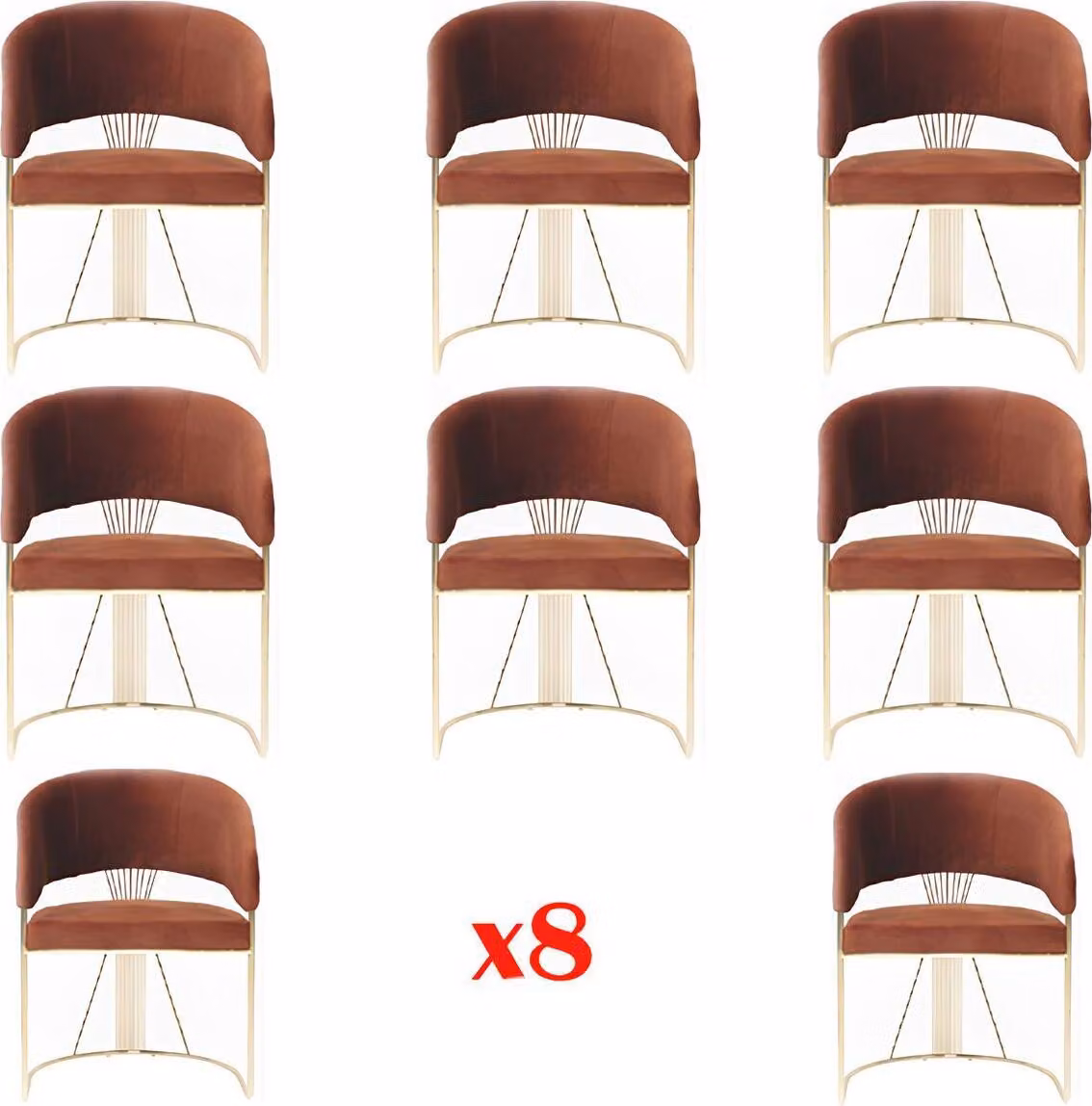 Essgruppe Garnitur 8x Gruppen Textil Sessel Lehn Polster Stuhl Set Gruppe Stühle