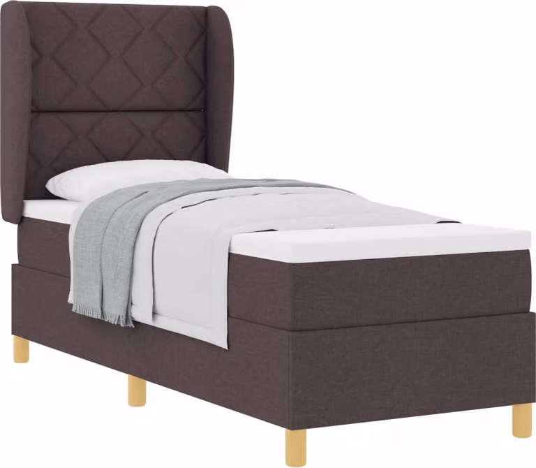 Letto a molle con materasso grigio scuro 90x190 cm marrone scuro