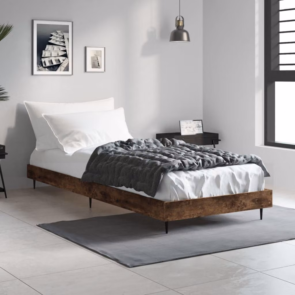 The Living Store struttura letto in rovere fumé 75x190 cm materiale a base di legno