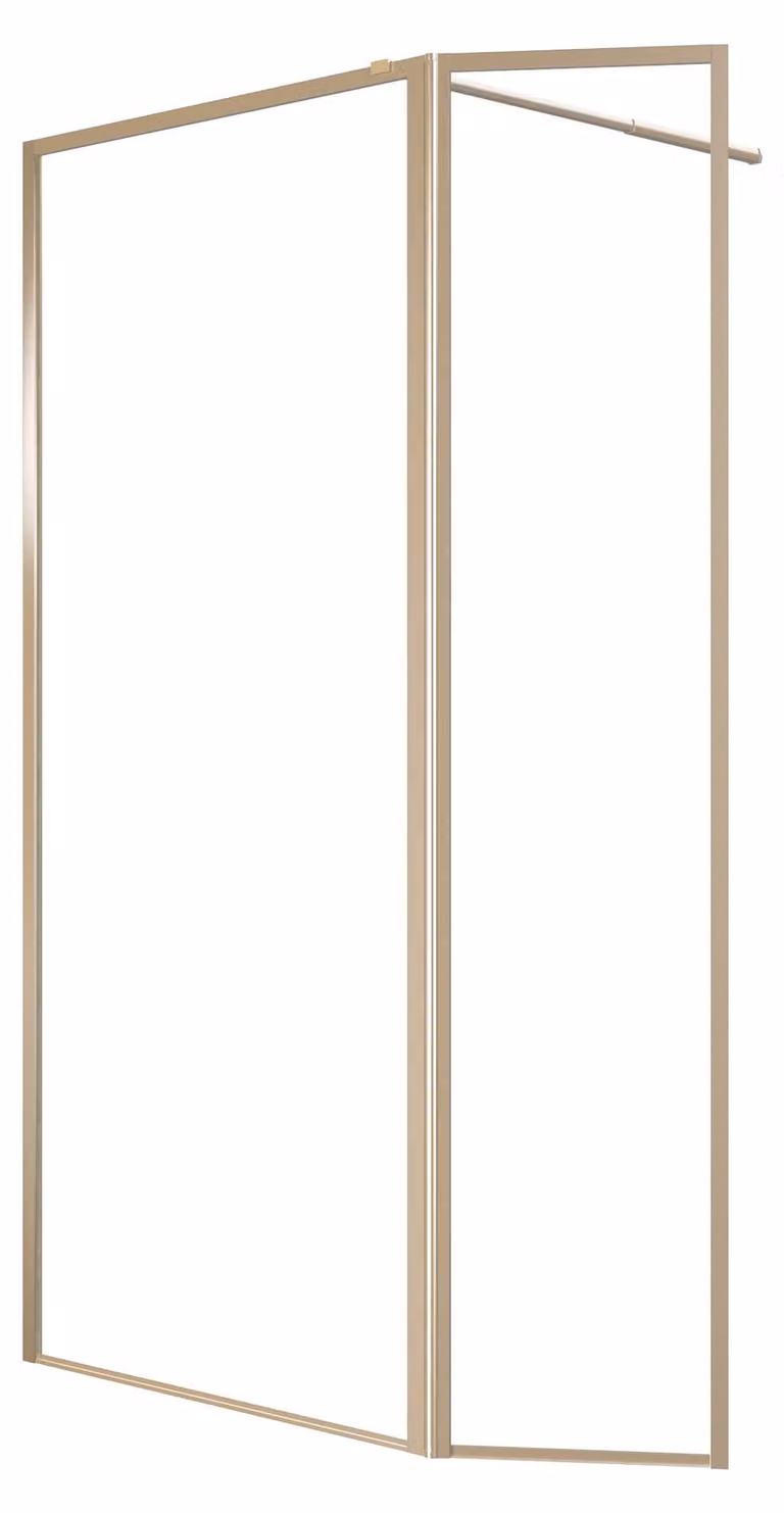 Schermo doccia oro Marwell Walk In Shower Golden Frame 200x90cm - Schermo doccia con porta a battente 180° - con vetro temperato da 5 mm - telaio in alluminio di alta qualità in grigio
